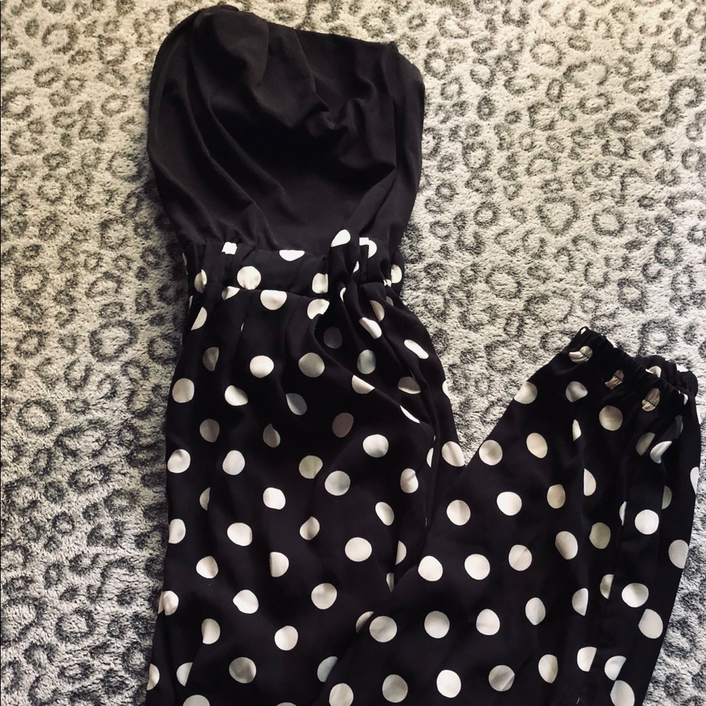 SOLD 2 for $10*Strapless polkadot Romper with Pock